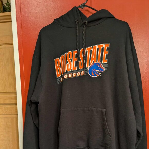 Boise State Broncos Black Hooded Mens XL Hand Warm Pocket Pullover Jacket - Picture 1 of 11